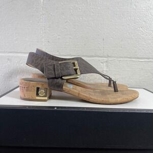 Michael Kors London Brown Logo Signature Thong Slingback Sandals Women's 8 M